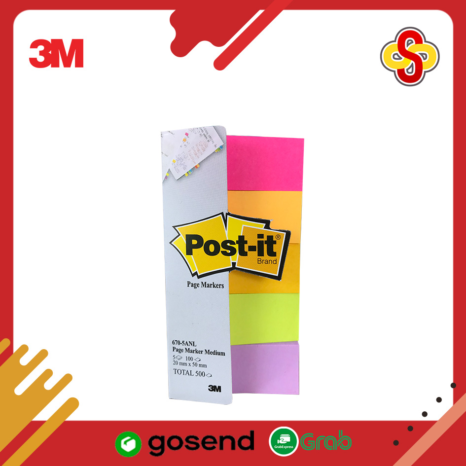 Post-it 3M Page Marker Medium 670-5ANL 5 Warna - Image 3