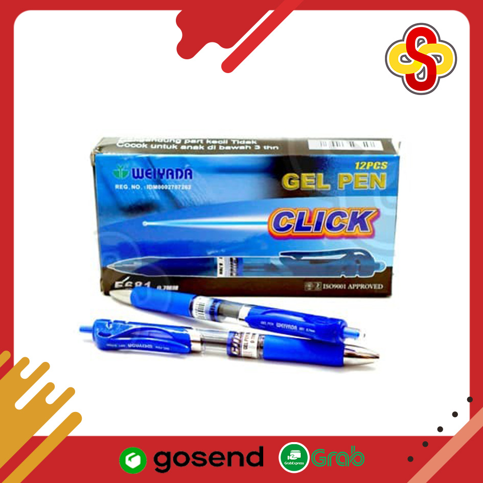 Pulpen Gel Weiyada E681 Isi 12 pcs - Biru